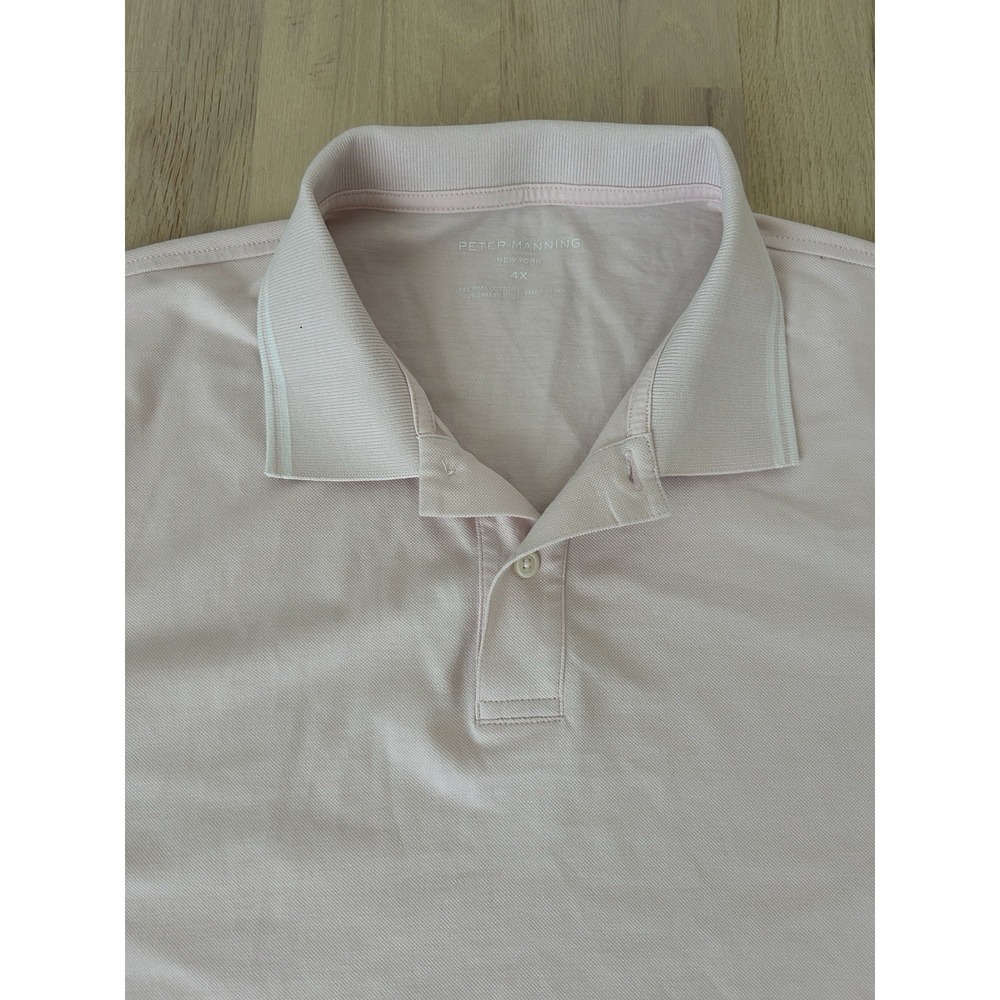 PETER MANNING Pima Cotton Stretch Blend Pink Polo Shirt Size 4x L-XL - Picture 2 of 6